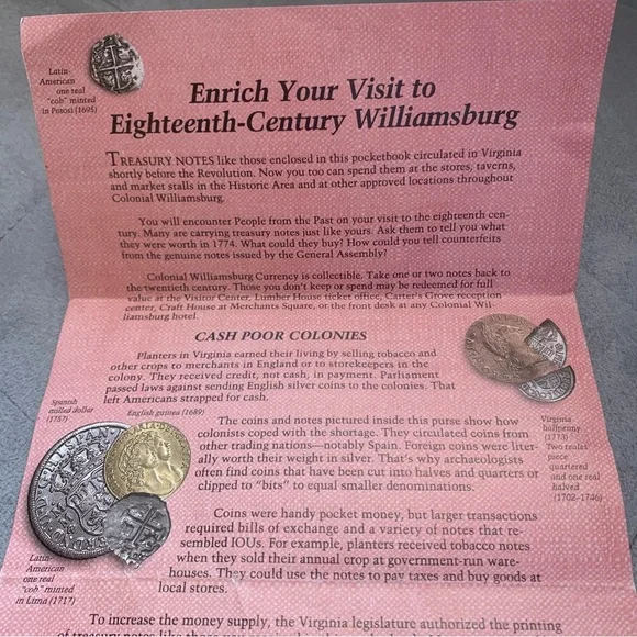 VTG Colonial
Williamsburg Bundle of 10 
One Dollar Bills 1996 in Orig Pamphlet - Picture 7 of 16